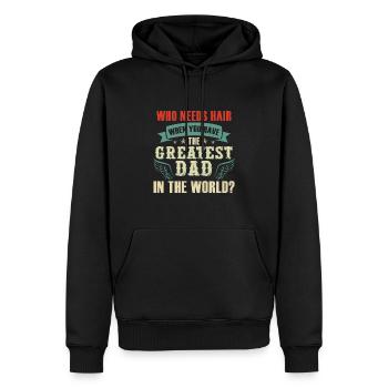 Drôle de papa Hair Papa Fête des pères - Sweat à capuche Premium bio Homme - noir - Devant - Nico (187cm)