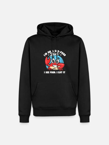 Ik ben op een sea food dieet Grappige vader grappen Cruise - Mannen Premium Bio hoodie - zwart