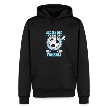 Ich Muss Zum Fußball - Männer Premium Bio Hoodie - Schwarz - Vorne - Nico (187cm)