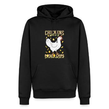 Les poulets sont comme des croustilles - Sweat à capuche Premium bio Homme - noir - Devant - Nico (187cm)