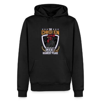 Le poulailler - Sweat à capuche Premium bio Homme - noir - Devant - Nico (187cm)