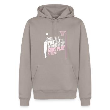 Götter spielen Netball - Männer Premium Bio Hoodie - Taupe - Vorne - Nico (187cm)