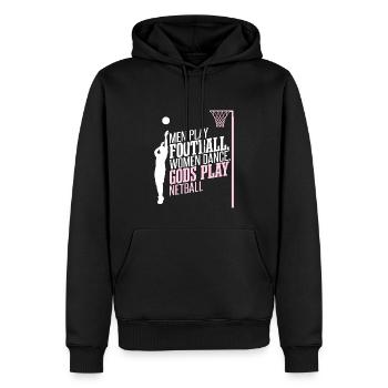 Götter spielen Netball - Männer Premium Bio Hoodie - Schwarz - Vorne - Nico (187cm)