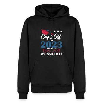 Obergrenzen für den Abschluss 2023 - Männer Premium Bio Hoodie - Schwarz - Vorne - Nico (187cm)