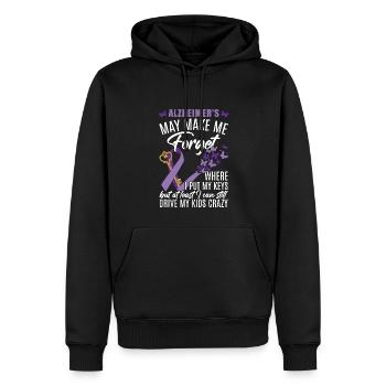 Alzheimer Démence Ruban violet - Sweat à capuche Premium bio Homme - noir - Devant - Nico (187cm)