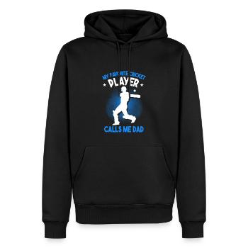 Mon joueur de cricket préféré m’appelle papa - Sweat à capuche Premium bio Homme - noir - Devant - Nico (187cm)