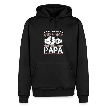 Papa Sprüche Vatertag 2023 - Männer Premium Bio Hoodie - Schwarz - Vorne - Nico (187cm)