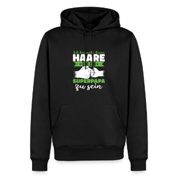 Ich brauche keine Haare um ein Superpapa zu sein - Männer Premium Bio Hoodie - Schwarz - Vorne - Nico (187cm)