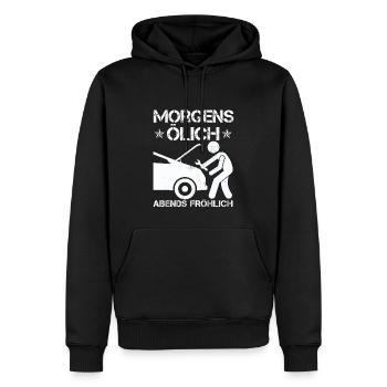 Morgens Ölich Abends Fröhlich | KFZ Mechaniker - Männer Premium Bio Hoodie - Schwarz - Vorne - Nico (187cm)