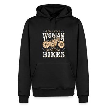 Motard motard disant motocycliste - Sweat à capuche Premium bio Homme - noir - Devant - Nico (187cm)