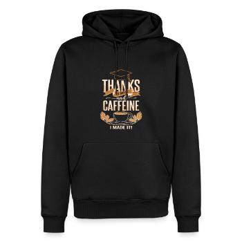 Dank Koffein und Wi-Fi-Abschluss - Männer Premium Bio Hoodie - Schwarz - Vorne - Nico (187cm)