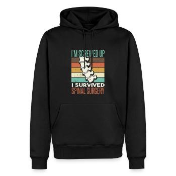 Spinal Surgery Funny Back Spinal Fusion - Men’s Premium Organic Hoodie - black - Front - Nico (187cm)