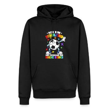Ich bin Schulkind und Fußballer | Einschulung - Männer Premium Bio Hoodie - Schwarz - Vorne - Nico (187cm)