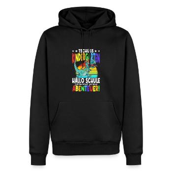 Dinosaurier Schulkind Einschulung Schulstart - Männer Premium Bio Hoodie - Schwarz - Vorne - Nico (187cm)