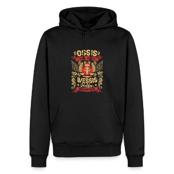 Ossis Weil Auch Wessis Helden Brauchen - Männer Premium Bio Hoodie - Schwarz - Vorne - Nico (187cm)