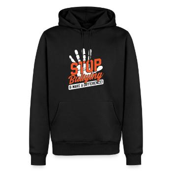 Mobbingprävention Freundlichkeit - Männer Premium Bio Hoodie - Schwarz - Vorne - Nico (187cm)