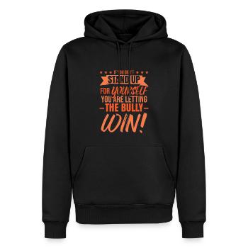 Anti-Mobbing-Monat Tag der Einheit - Männer Premium Bio Hoodie - Schwarz - Vorne - Nico (187cm)