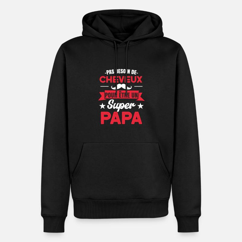 Idée Cadeau Père - Sweat à capuche Premium bio Homme - noir
