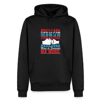 Beau Papa Fête Des Pères Beau Père - Sweat à capuche Premium bio Homme - noir - Devant - Nico (187cm)