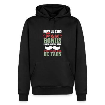 Idée Cadeau Meilleur Papa Bonus - Sweat à capuche Premium bio Homme - noir - Devant - Nico (187cm)