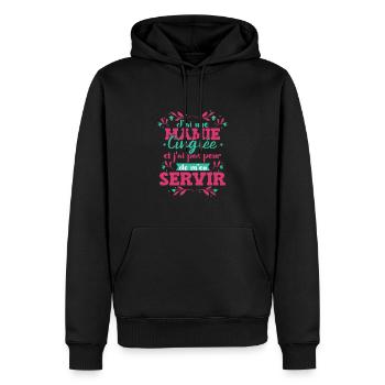 J'ai Une Mamie Cinglée - Sweat à capuche Premium bio Homme - noir - Devant - Nico (187cm)