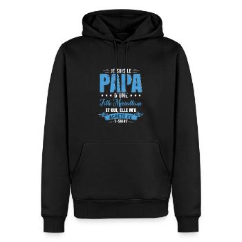 Papa Humour Fille - Sweat à capuche Premium bio Homme - noir - Devant - Nico (187cm)