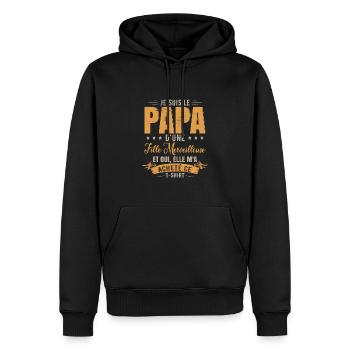 Je Suis Le Papa D'Une Fille Merveilleuse - Sweat à capuche Premium bio Homme - noir - Devant - Nico (187cm)