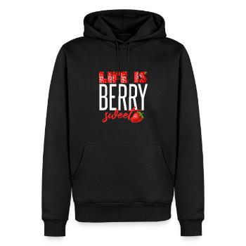 Das Leben ist beerig süß - Männer Premium Bio Hoodie - Schwarz - Vorne - Nico (187cm)