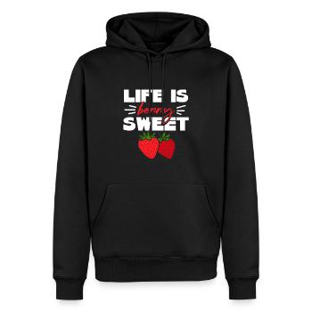 Das Leben ist eine süße Erdbeere - Männer Premium Bio Hoodie - Schwarz - Vorne - Nico (187cm)