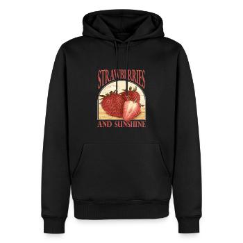 Vintage Erdbeere - Männer Premium Bio Hoodie - Schwarz - Vorne - Nico (187cm)