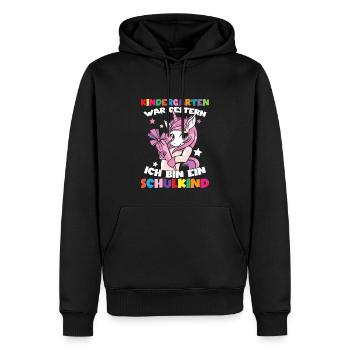 Ich bin ein Schulkind Einschulung Einhorn - Männer Premium Bio Hoodie - Schwarz - Vorne - Nico (187cm)