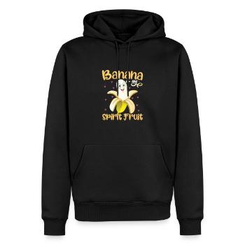 La banane est mon fruit spirituel - Sweat à capuche Premium bio Homme - noir - Devant - Nico (187cm)