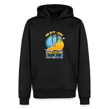 Bananenschnecke im Herzen - Männer Premium Bio Hoodie - Schwarz - Vorne - Nico (187cm)