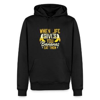 Quand le live vous donne des bananes - Sweat à capuche Premium bio Homme - noir - Devant - Nico (187cm)