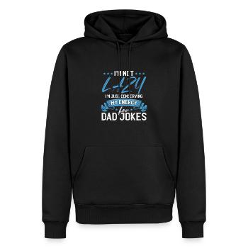 Blagues de papa drôles - Sweat à capuche Premium bio Homme - noir - Devant - Nico (187cm)