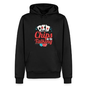 Texas Hold'em: Ich lasse meine Chips für sich sprechen - Männer Premium Bio Hoodie - Schwarz - Vorne - Nico (187cm)