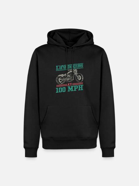 Life Begins At 100 MPH - Men’s Premium Organic Hoodie - black