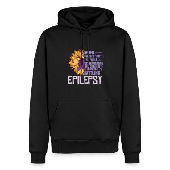 Combattant de l’épilepsie - Sweat à capuche Premium bio Homme - noir - Devant - Nico (187cm)