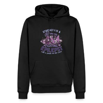 Stärke ist eine Frau, die gegen Epilepsie-Krieger kämpft - Männer Premium Bio Hoodie - Schwarz - Vorne - Nico (187cm)