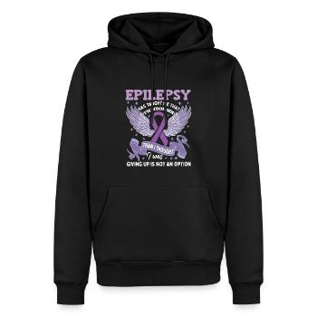 Epilepsie-Krieger-Bekleidung - Männer Premium Bio Hoodie - Schwarz - Vorne - Nico (187cm)