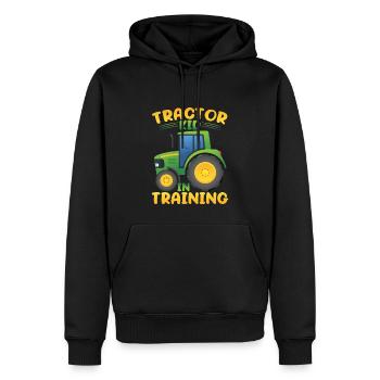 Traktorkind im Training - Männer Premium Bio Hoodie - Schwarz - Vorne - Nico (187cm)