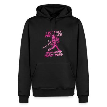 I Got These Muscles From Hitting Home Runs - Men’s Premium Organic Hoodie - black - Front - Nico (187cm)