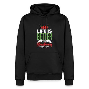 La vie est meilleure avec les fraises - Sweat à capuche Premium bio Homme - noir - Devant - Nico (187cm)