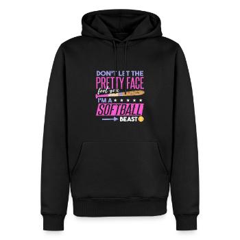 Ich bin ein Softball-Biest - Männer Premium Bio Hoodie - Schwarz - Vorne - Nico (187cm)