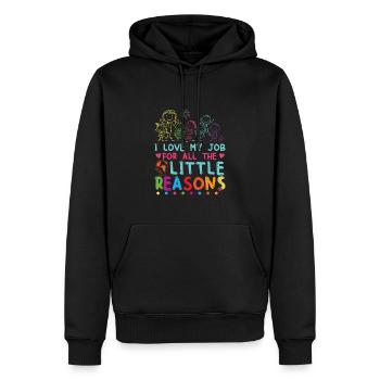 Ich liebe meinen Job aus all den kleinen Gründen - Männer Premium Bio Hoodie - Schwarz - Vorne - Nico (187cm)