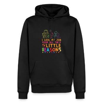 Ich liebe meinen Job aus all den kleinen Gründen | Lehrer - Männer Premium Bio Hoodie - Schwarz - Vorne - Nico (187cm)