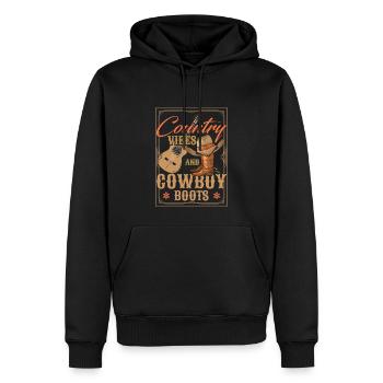 Ambiance country - Sweat à capuche Premium bio Homme - noir - Devant - Nico (187cm)