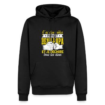 Papa Et Beau-Papa - Sweat à capuche Premium bio Homme - noir - Devant - Nico (187cm)