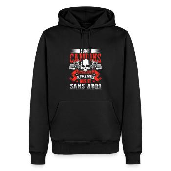 Dicton Camion Humour Camionneur Poids Lourd - Sweat à capuche Premium bio Homme - noir - Devant - Nico (187cm)