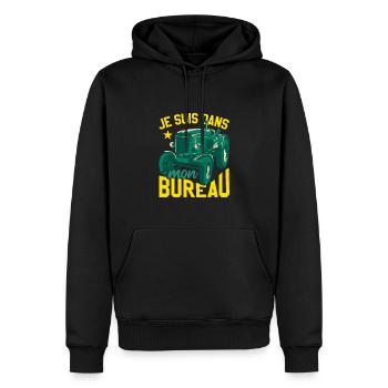 Je Suis Dans Mon Bureau Tracteur - Sweat à capuche Premium bio Homme - noir - Devant - Nico (187cm)